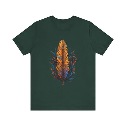 Artistic Feather T-Shirt | Unisex Short Sleeve Tee for Nature Lovers | Casual Wear, Gift for Men/Women, Boho Style, Outdoor Activities