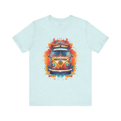 Vintage VW Bus Art Tee - Retro Van Shirt, Gift for Road Trip Lovers, Adventure Wear, Casual Summer Outing, Festival Outfit