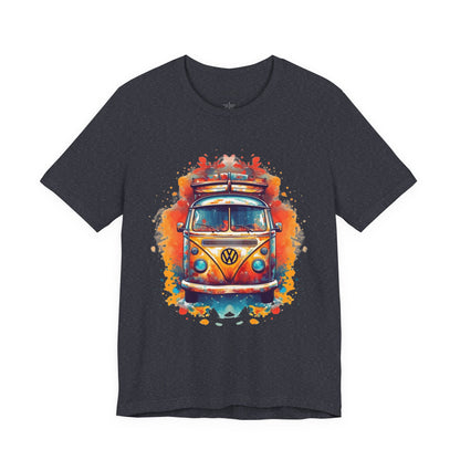 Vintage VW Bus Art Tee - Retro Van Shirt, Gift for Road Trip Lovers, Adventure Wear, Casual Summer Outing, Festival Outfit