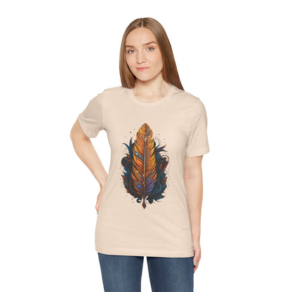 Artistic Feather T-Shirt | Unisex Short Sleeve Tee for Nature Lovers | Casual Wear, Gift for Men/Women, Boho Style, Outdoor Activities