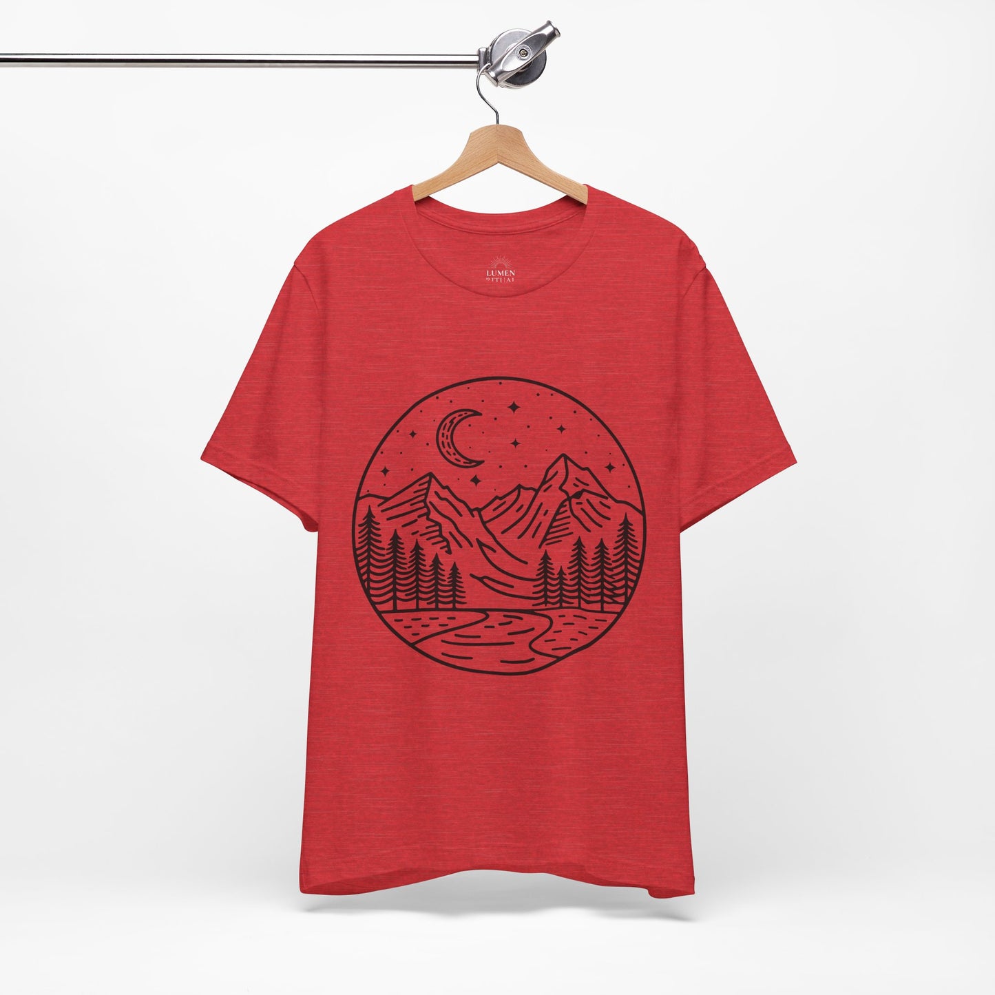Mountain Nightscape Tee, Nature Lover Shirt, Camping Apparel, Adventure Outfit, Unisex Graphic Tee