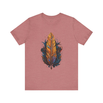 Artistic Feather T-Shirt | Unisex Short Sleeve Tee for Nature Lovers | Casual Wear, Gift for Men/Women, Boho Style, Outdoor Activities