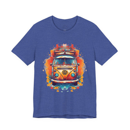 Vintage VW Bus Art Tee - Retro Van Shirt, Gift for Road Trip Lovers, Adventure Wear, Casual Summer Outing, Festival Outfit