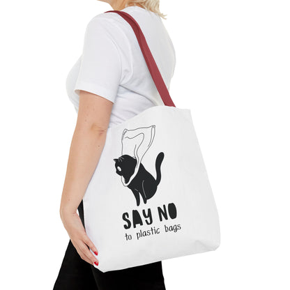 Eco-Friendly Cat Lover Tote Bag | Say No to Plastic Bags, Reusable Shopping Bag, Gift for Cat Lovers, Sustainable Fashion, Cute Cat Design