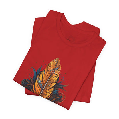 Artistic Feather T-Shirt | Unisex Short Sleeve Tee for Nature Lovers | Casual Wear, Gift for Men/Women, Boho Style, Outdoor Activities