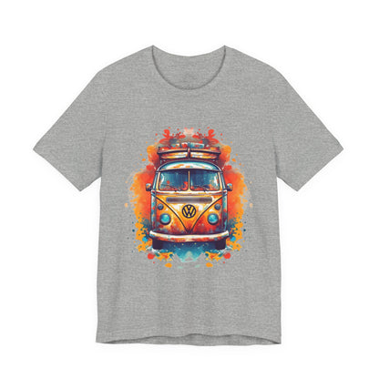 Vintage VW Bus Art Tee - Retro Van Shirt, Gift for Road Trip Lovers, Adventure Wear, Casual Summer Outing, Festival Outfit