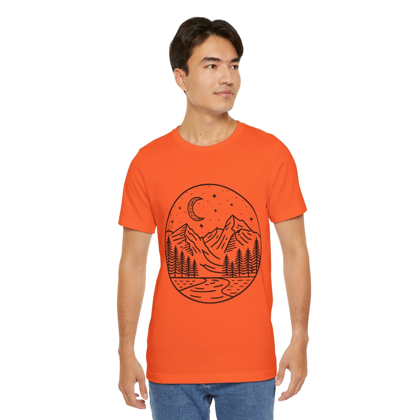 Mountain Nightscape Tee, Nature Lover Shirt, Camping Apparel, Adventure Outfit, Unisex Graphic Tee