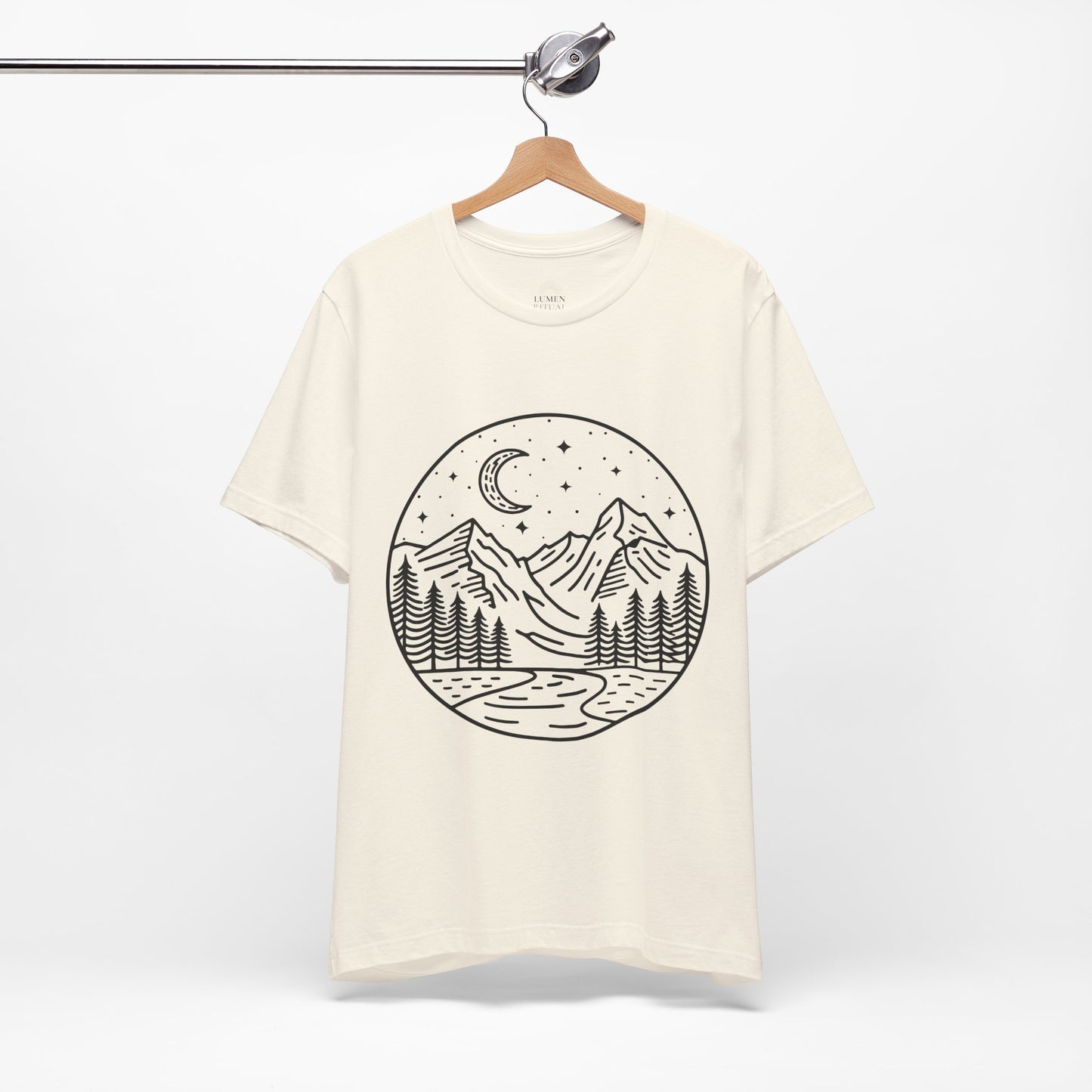 Mountain Nightscape Tee, Nature Lover Shirt, Camping Apparel, Adventure Outfit, Unisex Graphic Tee