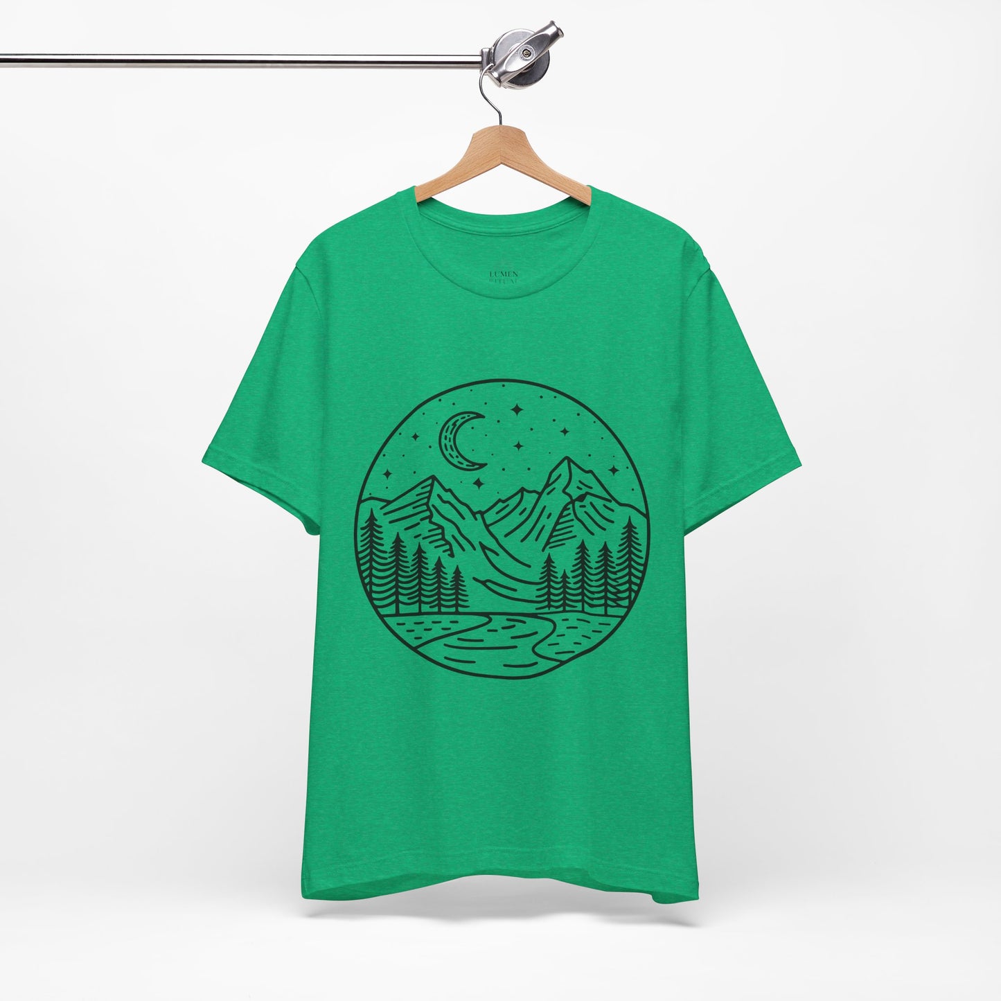 Mountain Nightscape Tee, Nature Lover Shirt, Camping Apparel, Adventure Outfit, Unisex Graphic Tee