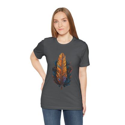 Artistic Feather T-Shirt | Unisex Short Sleeve Tee for Nature Lovers | Casual Wear, Gift for Men/Women, Boho Style, Outdoor Activities