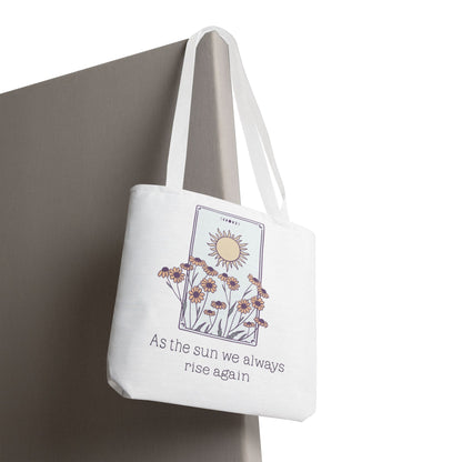 Sunrise Floral Tote Bag, Inspirational Tote, Eco-Friendly Bag, Gift for Her, Boho Style Bag, Everyday Use, Canvas Tote