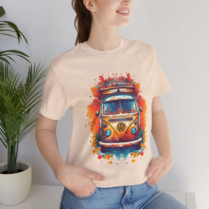 Vintage VW Bus Art Tee - Retro Van Shirt, Gift for Road Trip Lovers, Adventure Wear, Casual Summer Outing, Festival Outfit