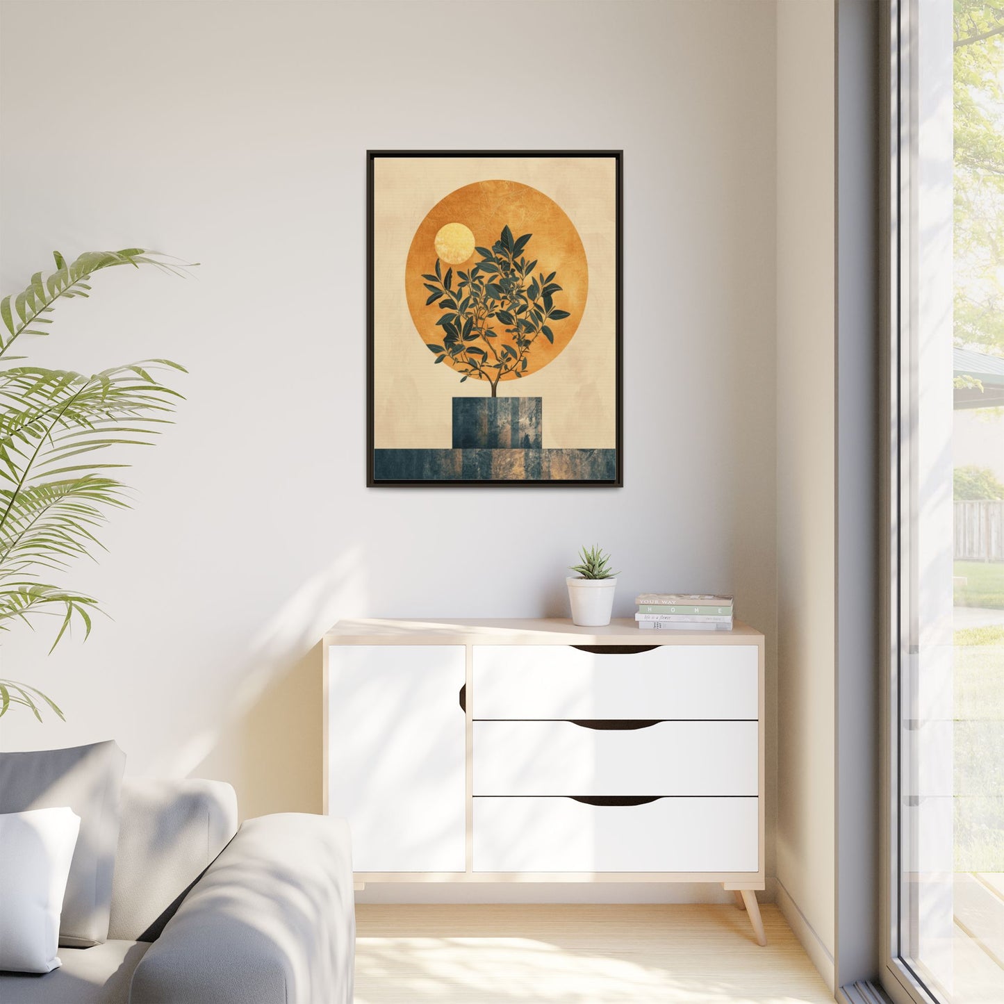 Framed Art Print of Botanical Design, Modern Wall Decor, Home Aesthetic, Gift for Art Lovers, Minimalist Artwork, Elegant Living Room Accent