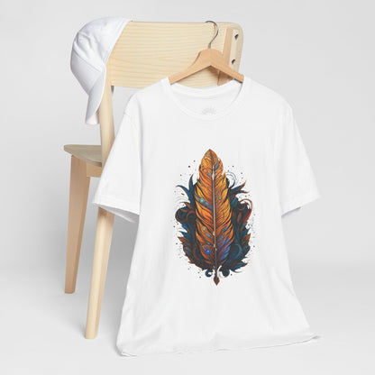Artistic Feather T-Shirt | Unisex Short Sleeve Tee for Nature Lovers | Casual Wear, Gift for Men/Women, Boho Style, Outdoor Activities