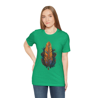 Artistic Feather T-Shirt | Unisex Short Sleeve Tee for Nature Lovers | Casual Wear, Gift for Men/Women, Boho Style, Outdoor Activities
