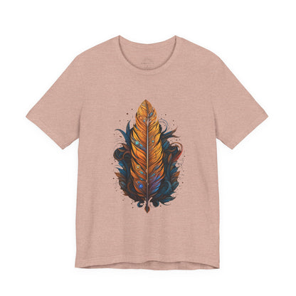 Artistic Feather T-Shirt | Unisex Short Sleeve Tee for Nature Lovers | Casual Wear, Gift for Men/Women, Boho Style, Outdoor Activities