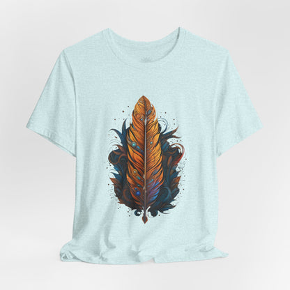 Artistic Feather T-Shirt | Unisex Short Sleeve Tee for Nature Lovers | Casual Wear, Gift for Men/Women, Boho Style, Outdoor Activities