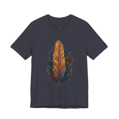 Artistic Feather T-Shirt | Unisex Short Sleeve Tee for Nature Lovers | Casual Wear, Gift for Men/Women, Boho Style, Outdoor Activities