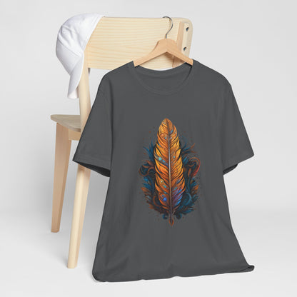 Artistic Feather T-Shirt | Unisex Short Sleeve Tee for Nature Lovers | Casual Wear, Gift for Men/Women, Boho Style, Outdoor Activities
