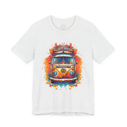 Vintage VW Bus Art Tee - Retro Van Shirt, Gift for Road Trip Lovers, Adventure Wear, Casual Summer Outing, Festival Outfit
