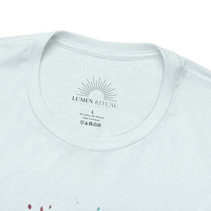 Colorful Feather Art Tee - Unisex Short Sleeve T-Shirt, Bohemian Top, Gift for Nature Lovers, Artisticwear, Casual Wear, Summer Tee