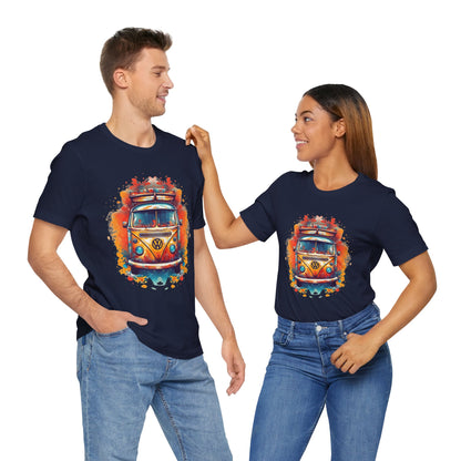 Vintage VW Bus Art Tee - Retro Van Shirt, Gift for Road Trip Lovers, Adventure Wear, Casual Summer Outing, Festival Outfit