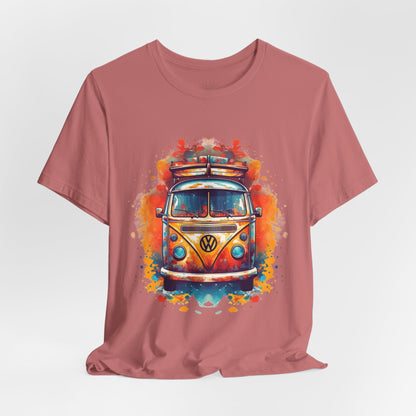 Vintage VW Bus Art Tee - Retro Van Shirt, Gift for Road Trip Lovers, Adventure Wear, Casual Summer Outing, Festival Outfit