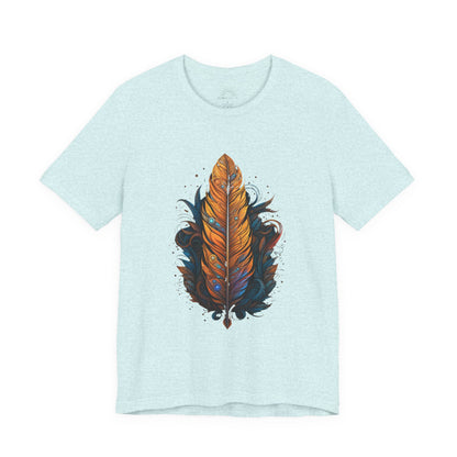 Artistic Feather T-Shirt | Unisex Short Sleeve Tee for Nature Lovers | Casual Wear, Gift for Men/Women, Boho Style, Outdoor Activities