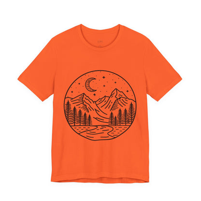 Mountain Nightscape Tee, Nature Lover Shirt, Camping Apparel, Adventure Outfit, Unisex Graphic Tee