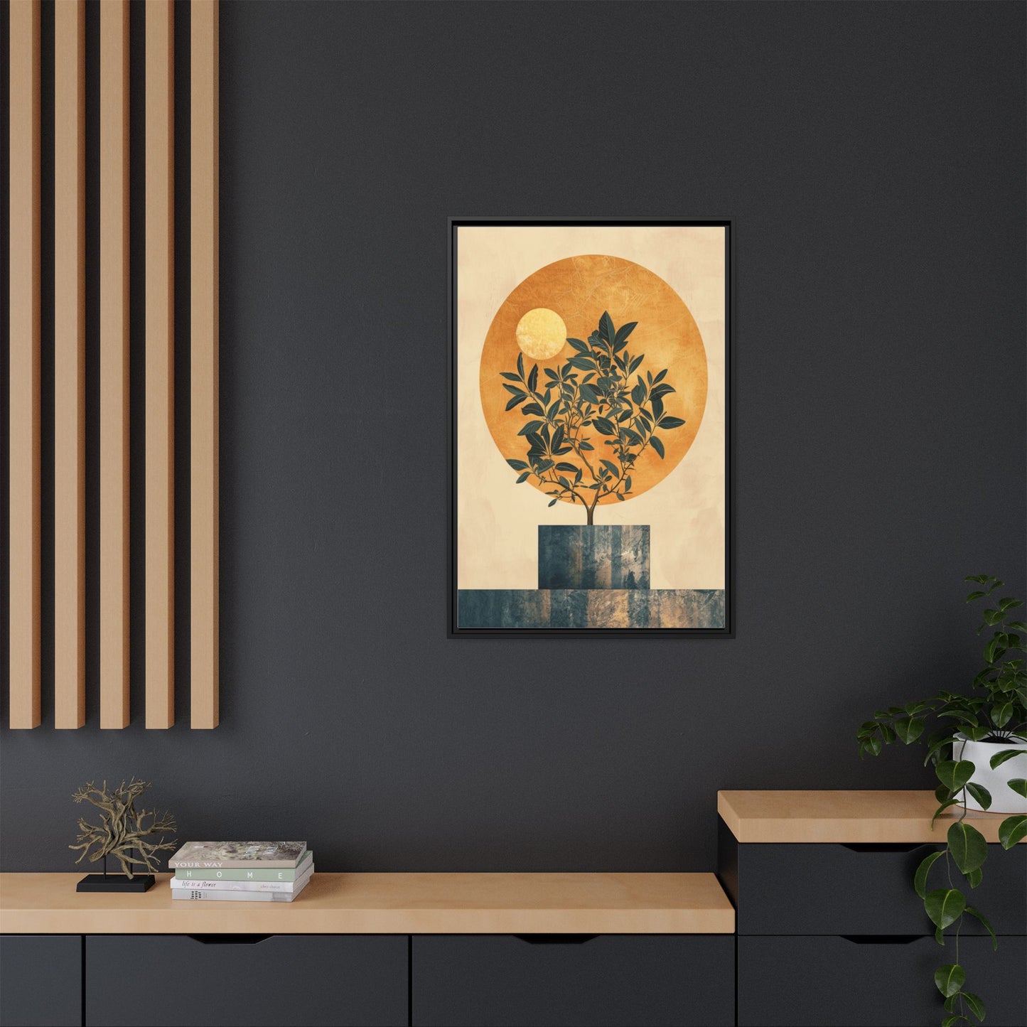 Framed Art Print of Botanical Design, Modern Wall Decor, Home Aesthetic, Gift for Art Lovers, Minimalist Artwork, Elegant Living Room Accent