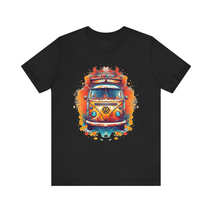 Vintage VW Bus Art Tee - Retro Van Shirt, Gift for Road Trip Lovers, Adventure Wear, Casual Summer Outing, Festival Outfit