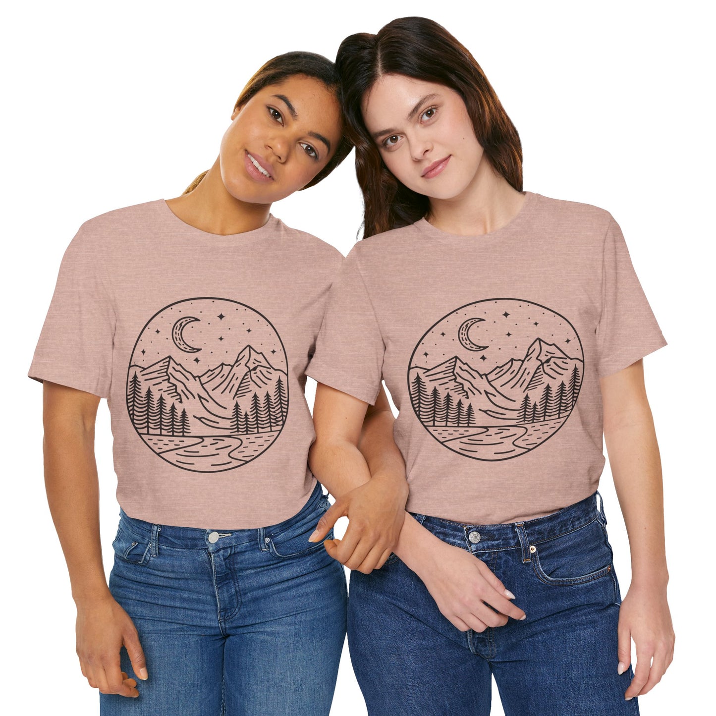 Mountain Nightscape Tee, Nature Lover Shirt, Camping Apparel, Adventure Outfit, Unisex Graphic Tee