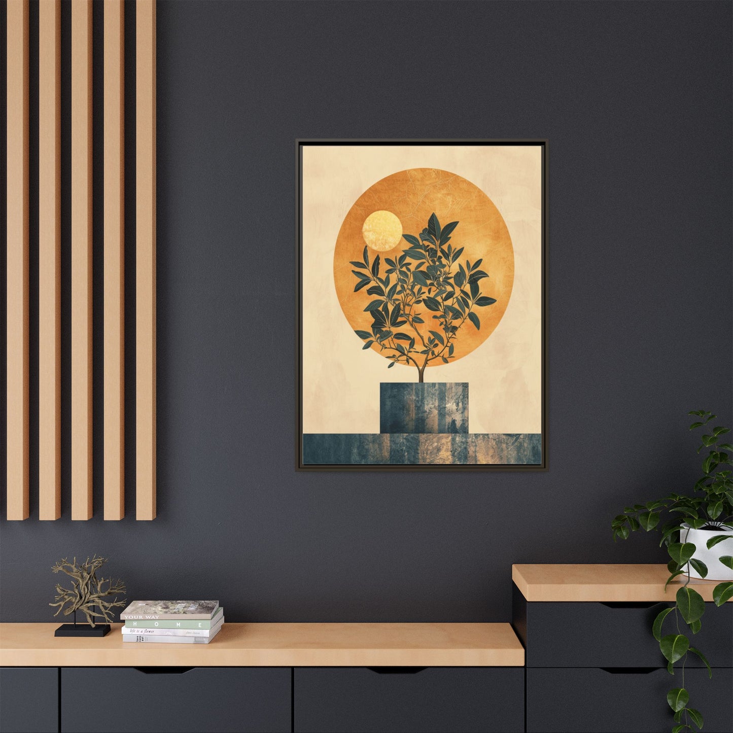 Framed Art Print of Botanical Design, Modern Wall Decor, Home Aesthetic, Gift for Art Lovers, Minimalist Artwork, Elegant Living Room Accent