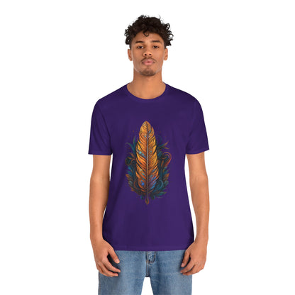 Artistic Feather T-Shirt | Unisex Short Sleeve Tee for Nature Lovers | Casual Wear, Gift for Men/Women, Boho Style, Outdoor Activities