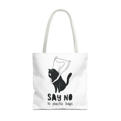 Eco-Friendly Cat Lover Tote Bag | Say No to Plastic Bags, Reusable Shopping Bag, Gift for Cat Lovers, Sustainable Fashion, Cute Cat Design