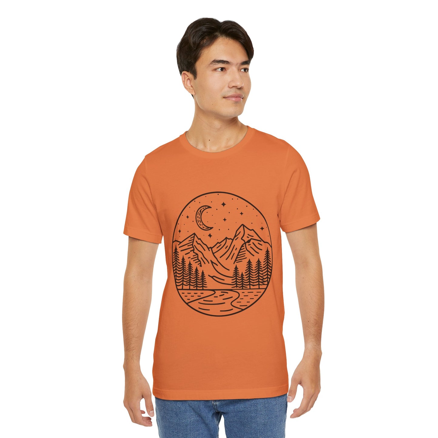 Mountain Nightscape Tee, Nature Lover Shirt, Camping Apparel, Adventure Outfit, Unisex Graphic Tee