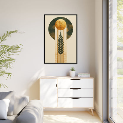 Framed Matte Canvas Art Print, Bohemian Wall Decor, Nature-Inspired Home Art, Botanical Print for Living Room, Gift for Art Lovers