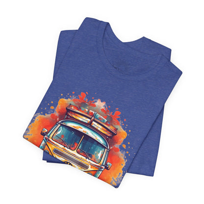 Vintage VW Bus Art Tee - Retro Van Shirt, Gift for Road Trip Lovers, Adventure Wear, Casual Summer Outing, Festival Outfit