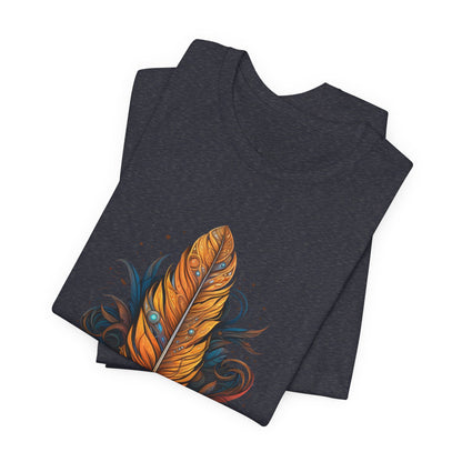 Artistic Feather T-Shirt | Unisex Short Sleeve Tee for Nature Lovers | Casual Wear, Gift for Men/Women, Boho Style, Outdoor Activities