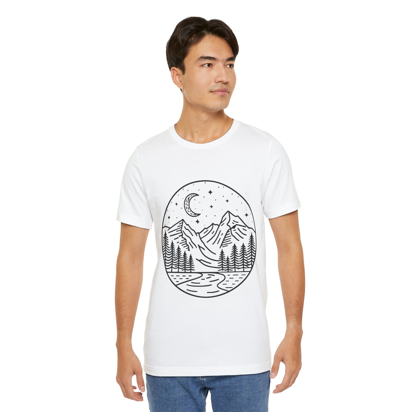 Mountain Nightscape Tee, Nature Lover Shirt, Camping Apparel, Adventure Outfit, Unisex Graphic Tee