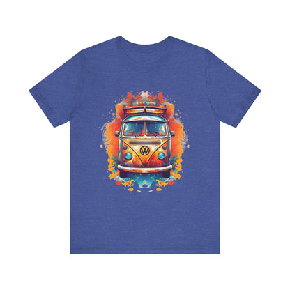 Vintage VW Bus Art Tee - Retro Van Shirt, Gift for Road Trip Lovers, Adventure Wear, Casual Summer Outing, Festival Outfit