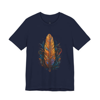 Artistic Feather T-Shirt | Unisex Short Sleeve Tee for Nature Lovers | Casual Wear, Gift for Men/Women, Boho Style, Outdoor Activities