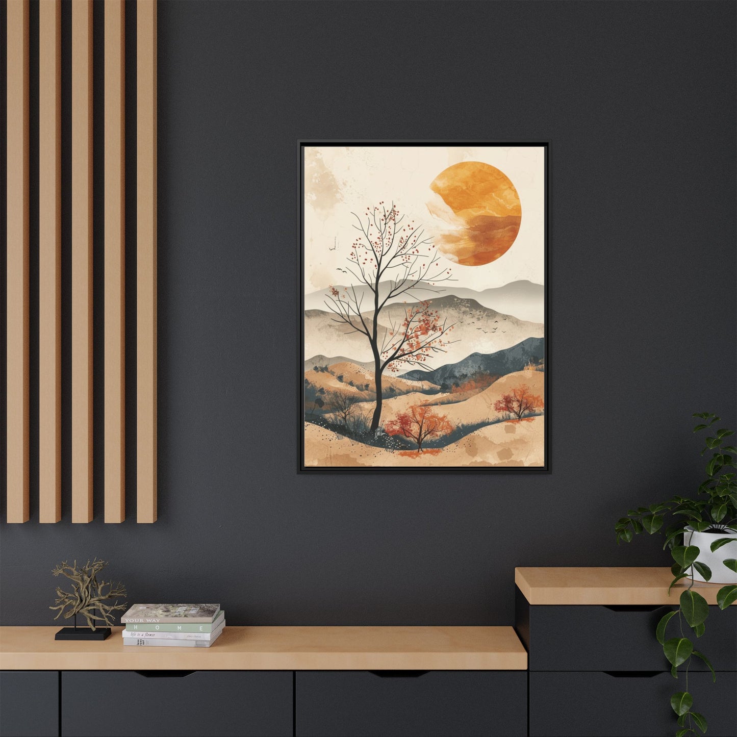 Artistic Framed Canvas Wall Art - Autumn Landscape, Home Decor, Nature Artwork, Gift for Art Lovers, Cozy Living Room Accent