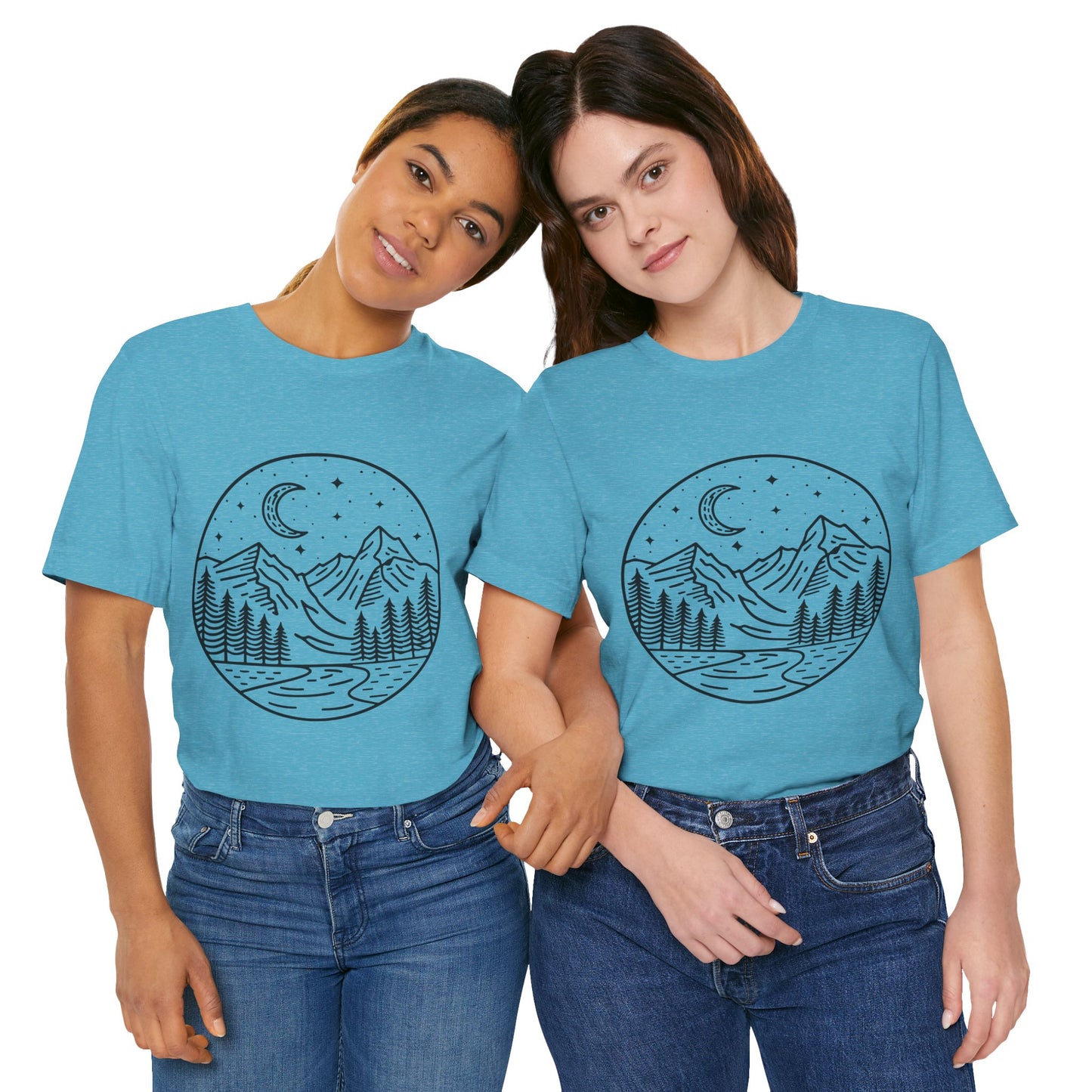 Mountain Nightscape Tee, Nature Lover Shirt, Camping Apparel, Adventure Outfit, Unisex Graphic Tee