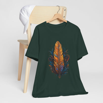 Artistic Feather T-Shirt | Unisex Short Sleeve Tee for Nature Lovers | Casual Wear, Gift for Men/Women, Boho Style, Outdoor Activities