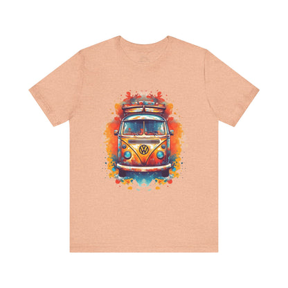 Vintage VW Bus Art Tee - Retro Van Shirt, Gift for Road Trip Lovers, Adventure Wear, Casual Summer Outing, Festival Outfit