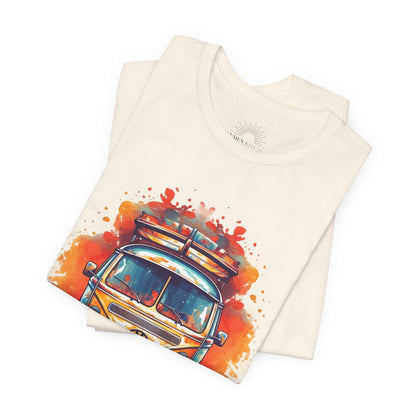 Vintage VW Bus Art Tee - Retro Van Shirt, Gift for Road Trip Lovers, Adventure Wear, Casual Summer Outing, Festival Outfit