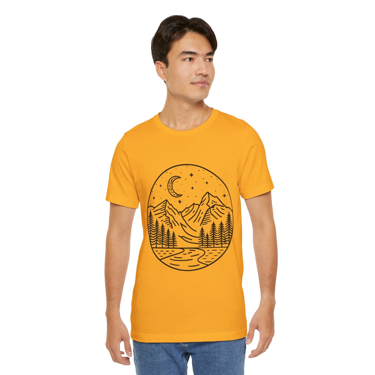 Mountain Nightscape Tee, Nature Lover Shirt, Camping Apparel, Adventure Outfit, Unisex Graphic Tee
