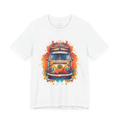 Vintage VW Bus Art Tee - Retro Van Shirt, Gift for Road Trip Lovers, Adventure Wear, Casual Summer Outing, Festival Outfit