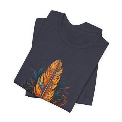 Artistic Feather T-Shirt | Unisex Short Sleeve Tee for Nature Lovers | Casual Wear, Gift for Men/Women, Boho Style, Outdoor Activities